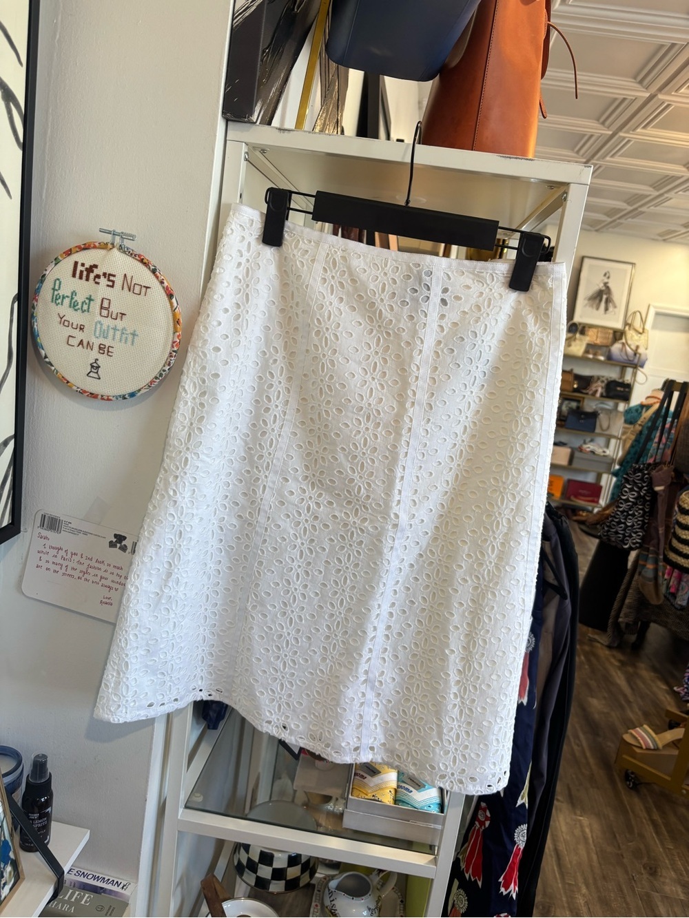 Rafaella White Eyelet A-Line Skirt